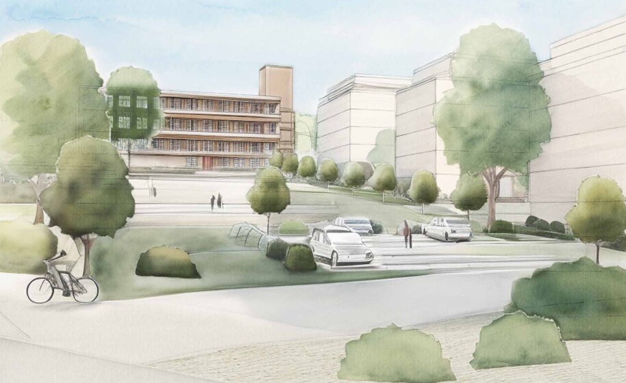 Illustrerad bild av projektet Spinneriet i Lindome.
